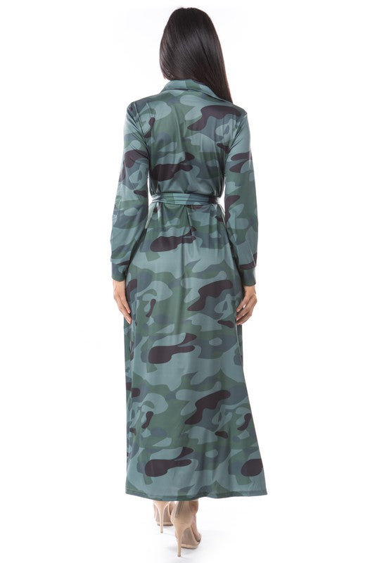 Camouflage Button Dress