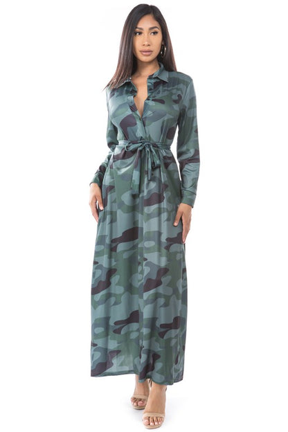 Camouflage Button Dress