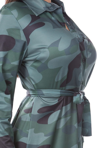 Camouflage Button Dress