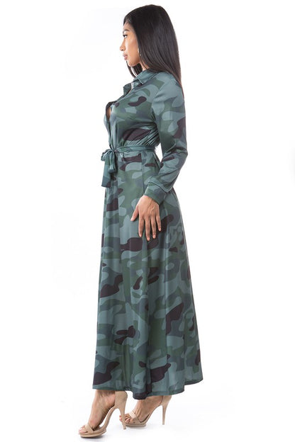 Camouflage Button Dress