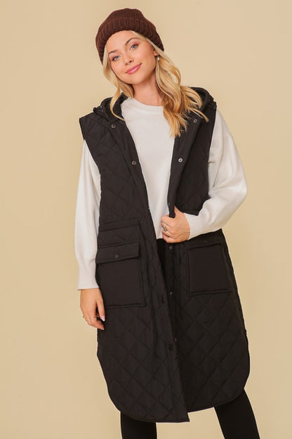 Hooded Oversized Long Vest