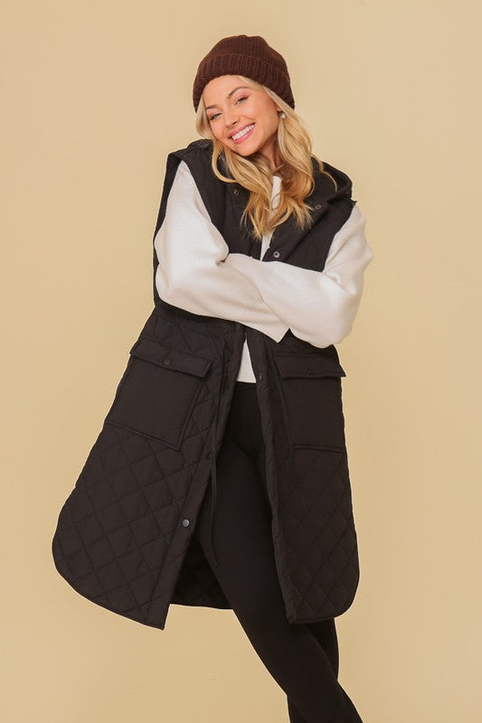 Hooded Oversized Long Vest