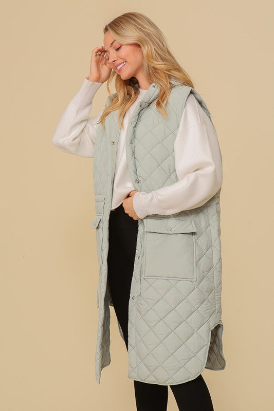 Hooded Oversized Long Vest