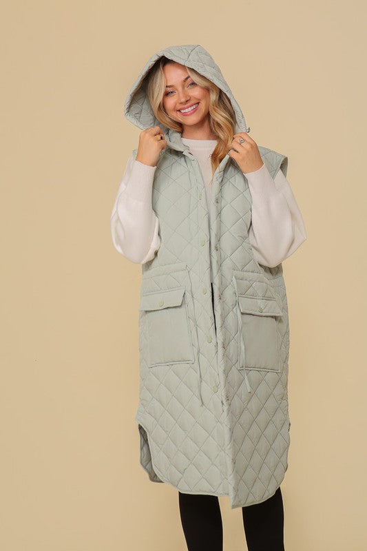 Hooded Oversized Long Vest