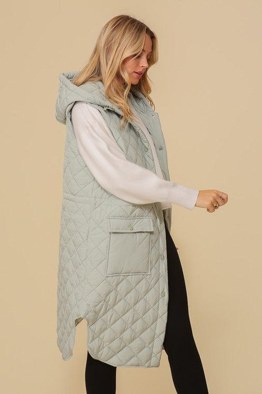 Hooded Oversized Long Vest