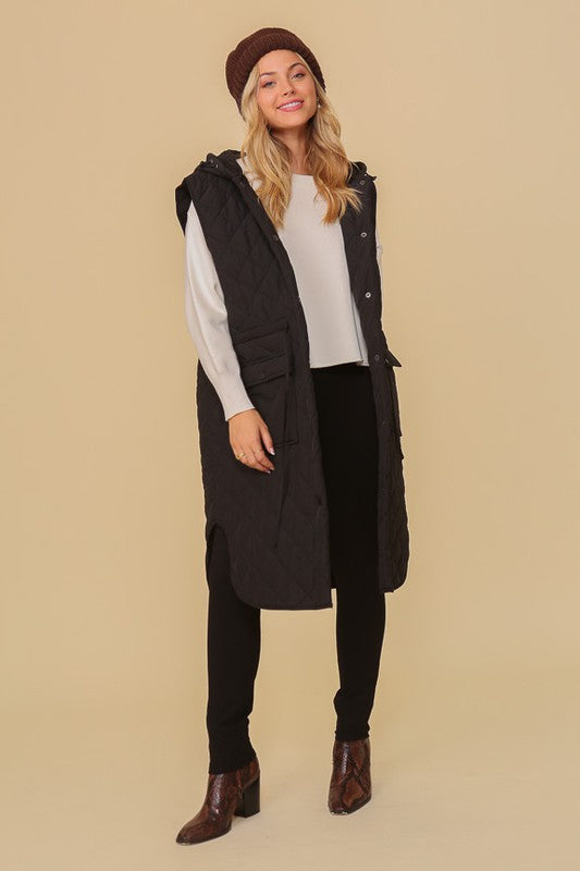 Hooded Oversized Long Vest