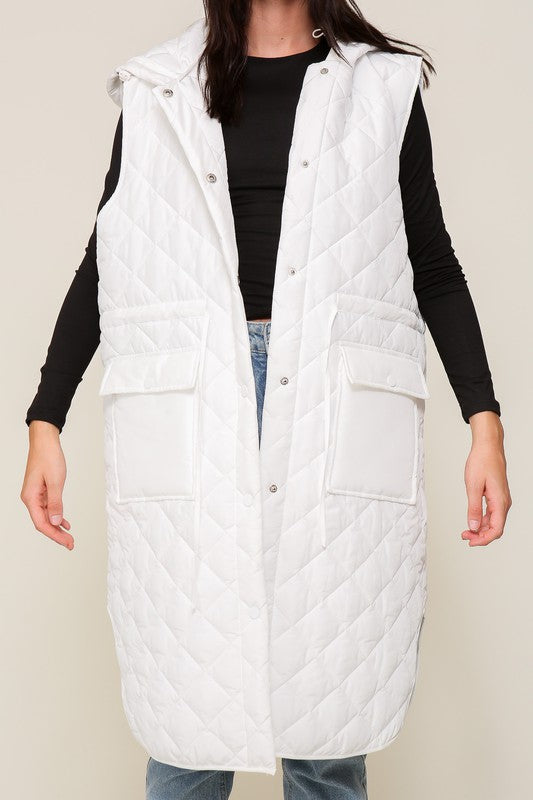 Hooded Oversized Long Vest