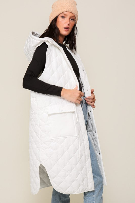 Hooded Oversized Long Vest