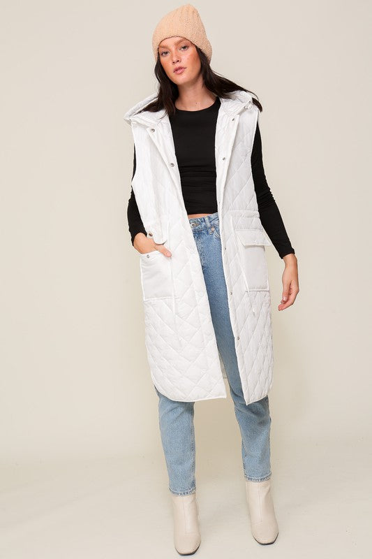 Hooded Oversized Long Vest