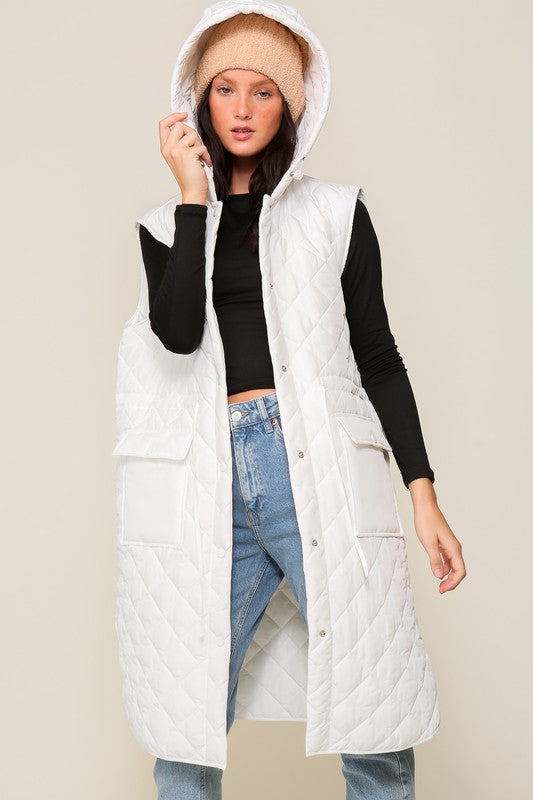 Hooded Oversized Long Vest