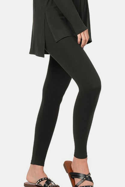 Brushed Microfiber Top and Leggings Lounge Set in Black