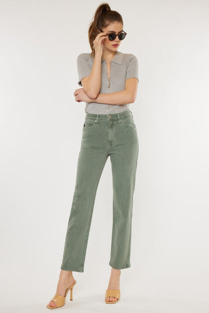 Olive Ultra High Rise Straight Jeans by Kancan