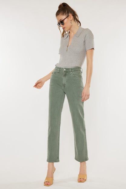 Olive Ultra High Rise Straight Jeans by Kancan