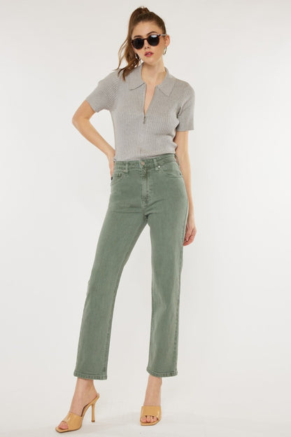 Olive Ultra High Rise Straight Jeans by Kancan