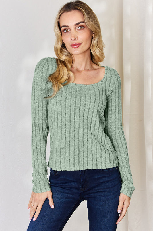 Ribbed Long Sleeve T-Shirt