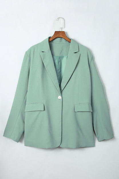 Women's Gum Leaf Green Colored One-Button Flap Pocket Blazer