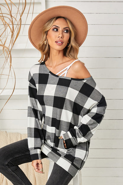 Plaid Tunic Sweatshirt