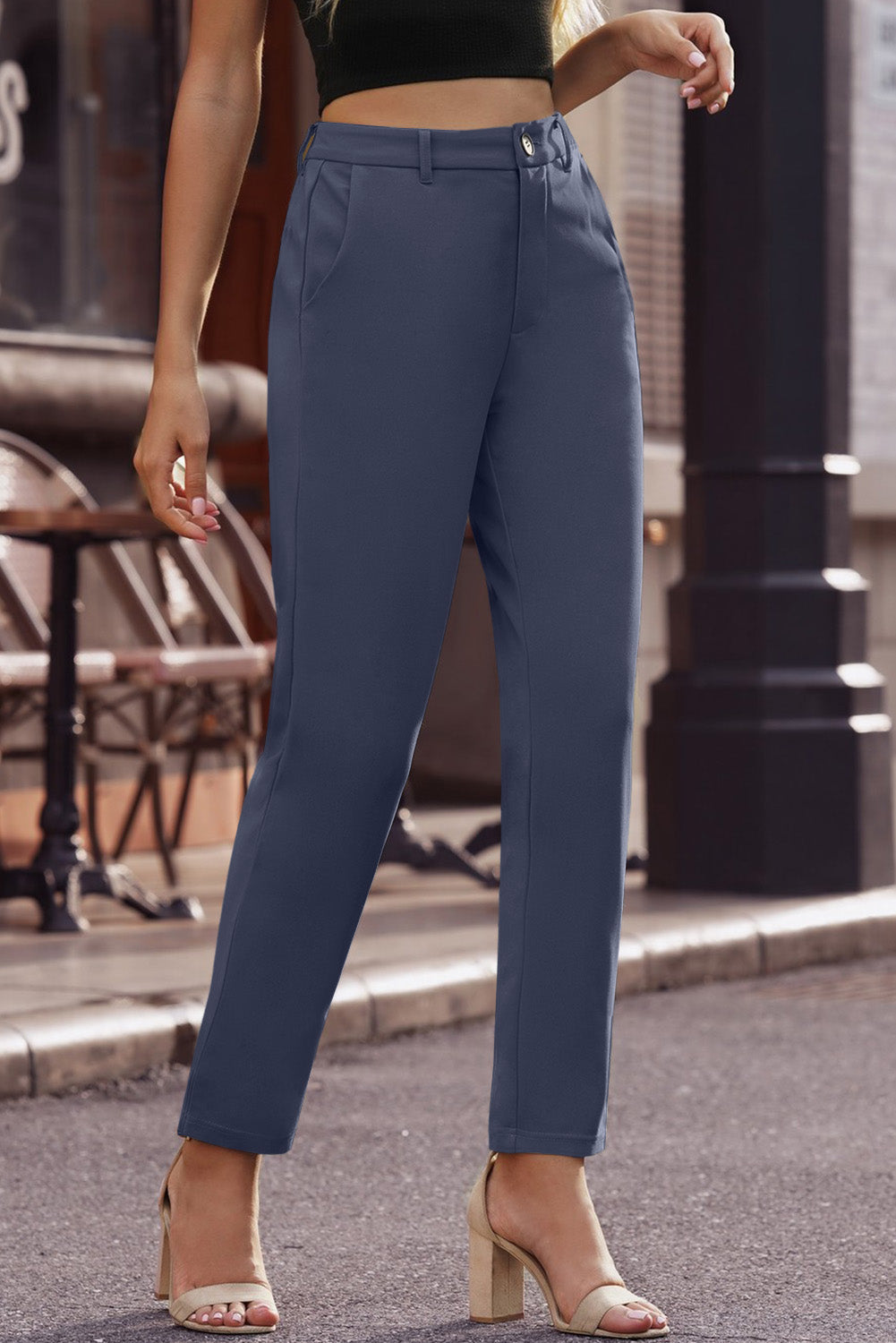 Women's Ankle-Length Straight Leg Pants  in Navy