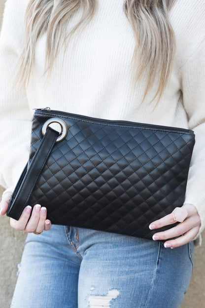 Quilted Wristlet Clutch - Black