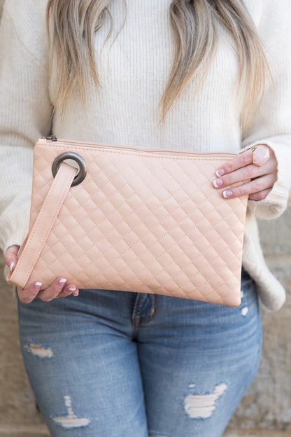 Quilted Wristlet Clutch - Blush