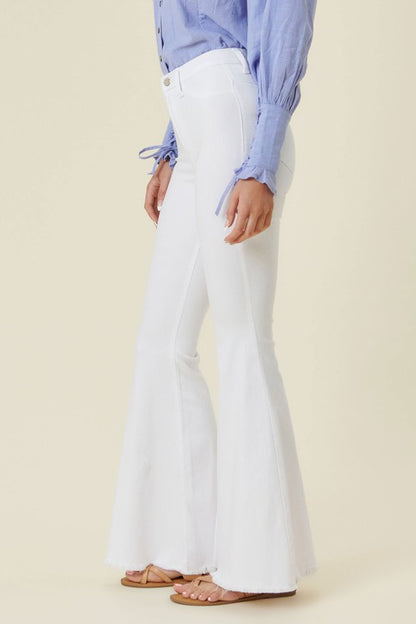 White High Waisted Flare Jeans - Side View