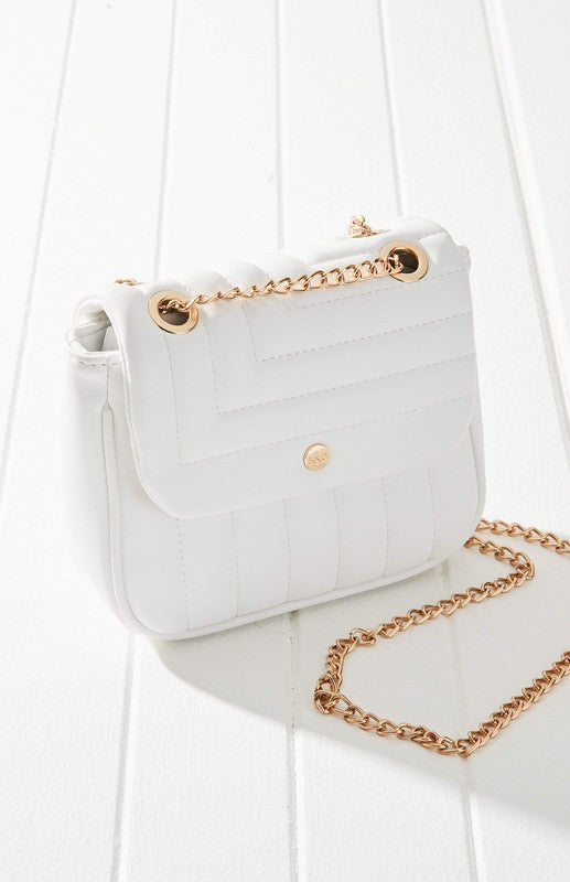 White Vegan Leather Quilted Cross Body Purse