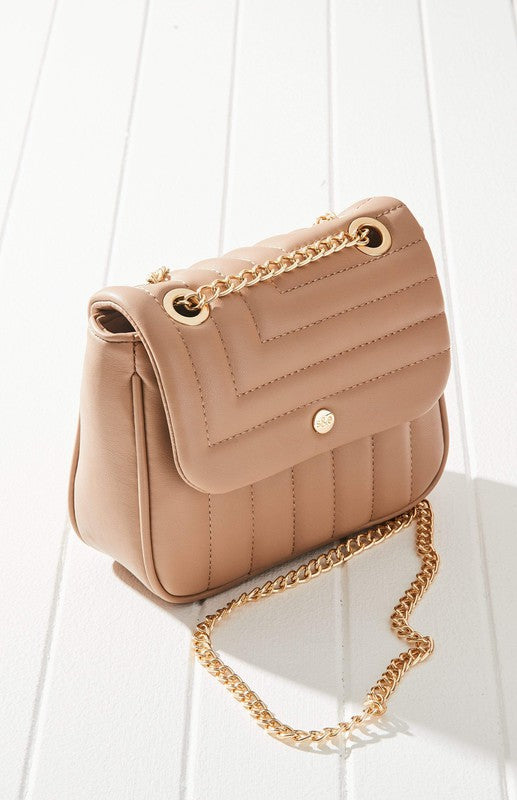 Nude Vegan Leather Quilted Cross Body Purse