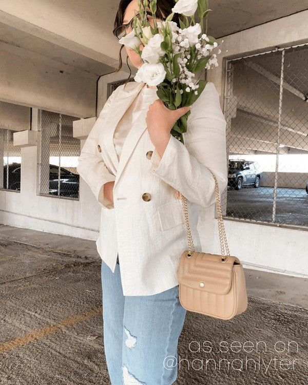 Nude Vegan Leather Quilted Cross Body Purse