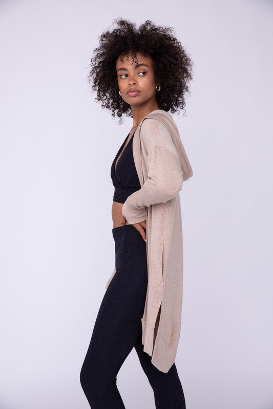 long hooded cardigan for lounge wear