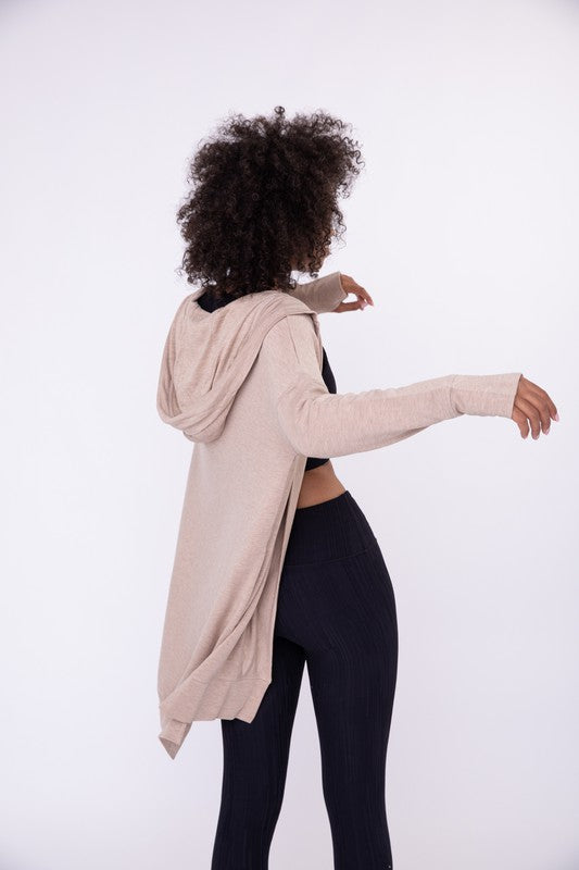 womens long hooded athletic cardigan