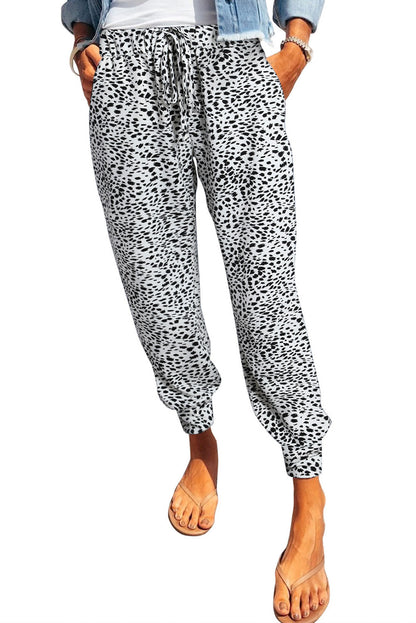 Women's Heather Gray Leopard Print Joggers with Pockets