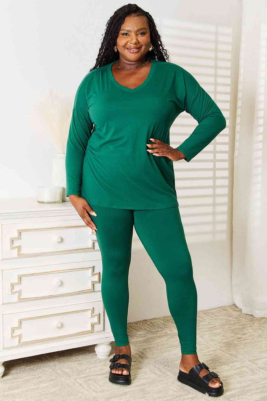 Ready to Rest Long Sleeve and Leggings Set in Dark Green