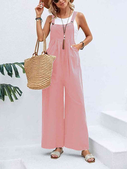 Wide Leg Overalls with Pockets