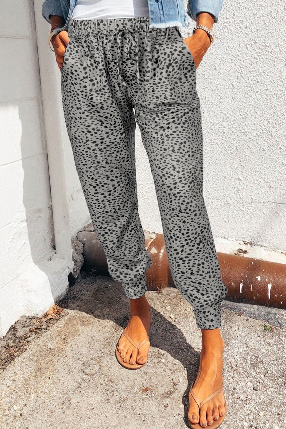 Women's Heather Gray Leopard Print Joggers