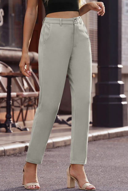 Women's Ankle-Length Straight Leg Pants  in Light Grey