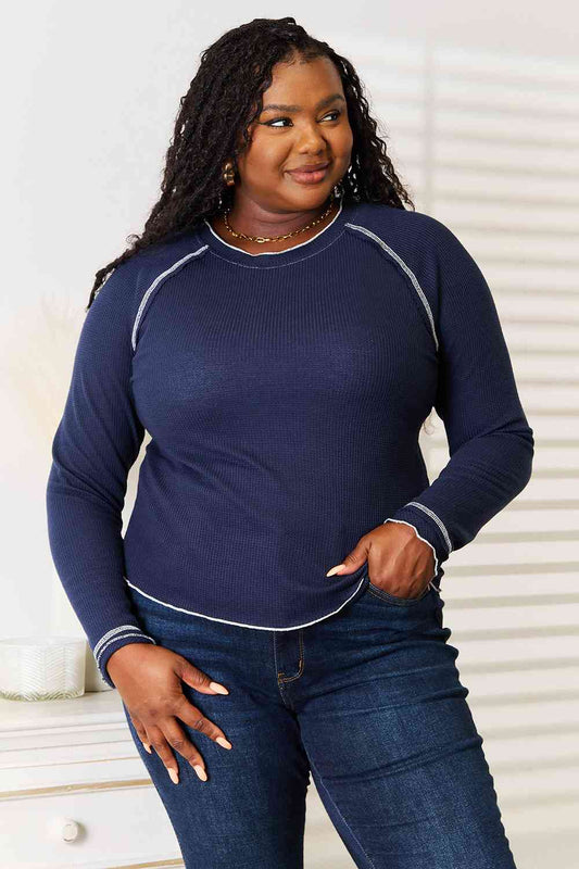 Long Raglan Sleeve Navy Top