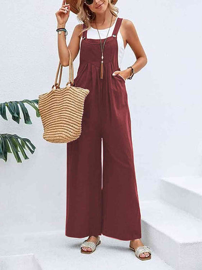 Wide Leg Overalls with Pockets