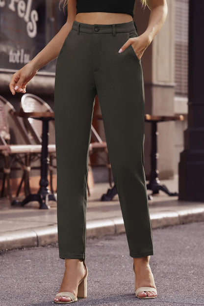 Women's Ankle-Length Straight Leg Pants  in Dark Grey