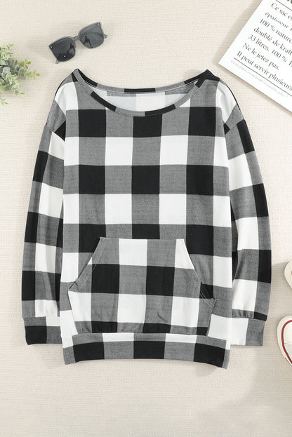 Plaid Tunic Sweatshirt