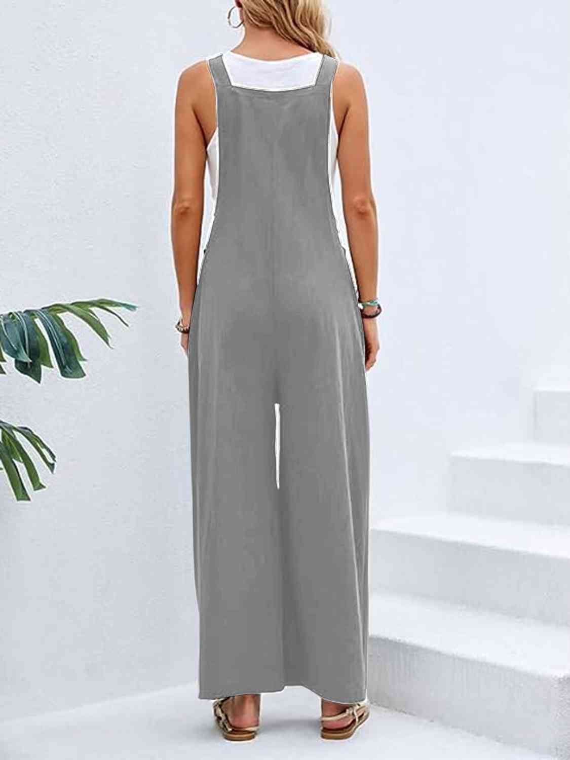 Wide Leg Overalls with Pockets