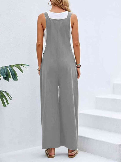 Wide Leg Overalls with Pockets