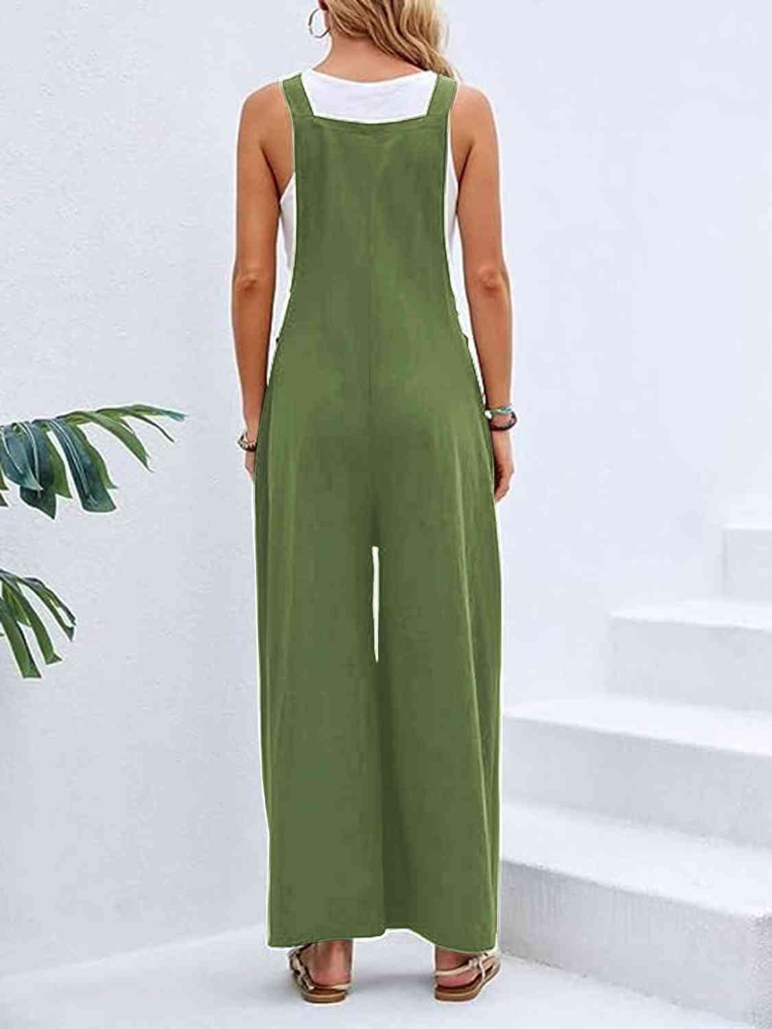 Wide Leg Overalls with Pockets