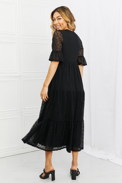 black tiered lace dress