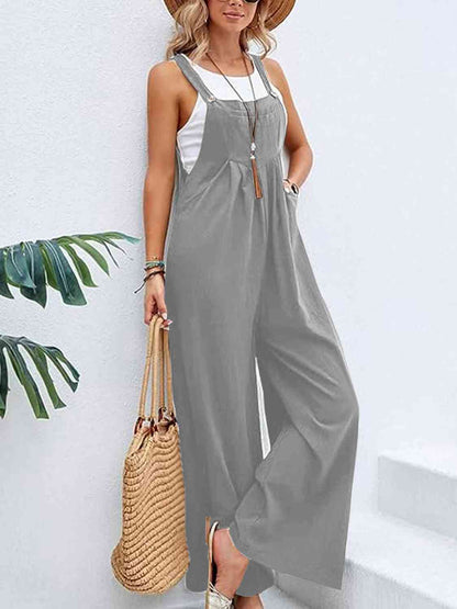 Wide Leg Overalls with Pockets