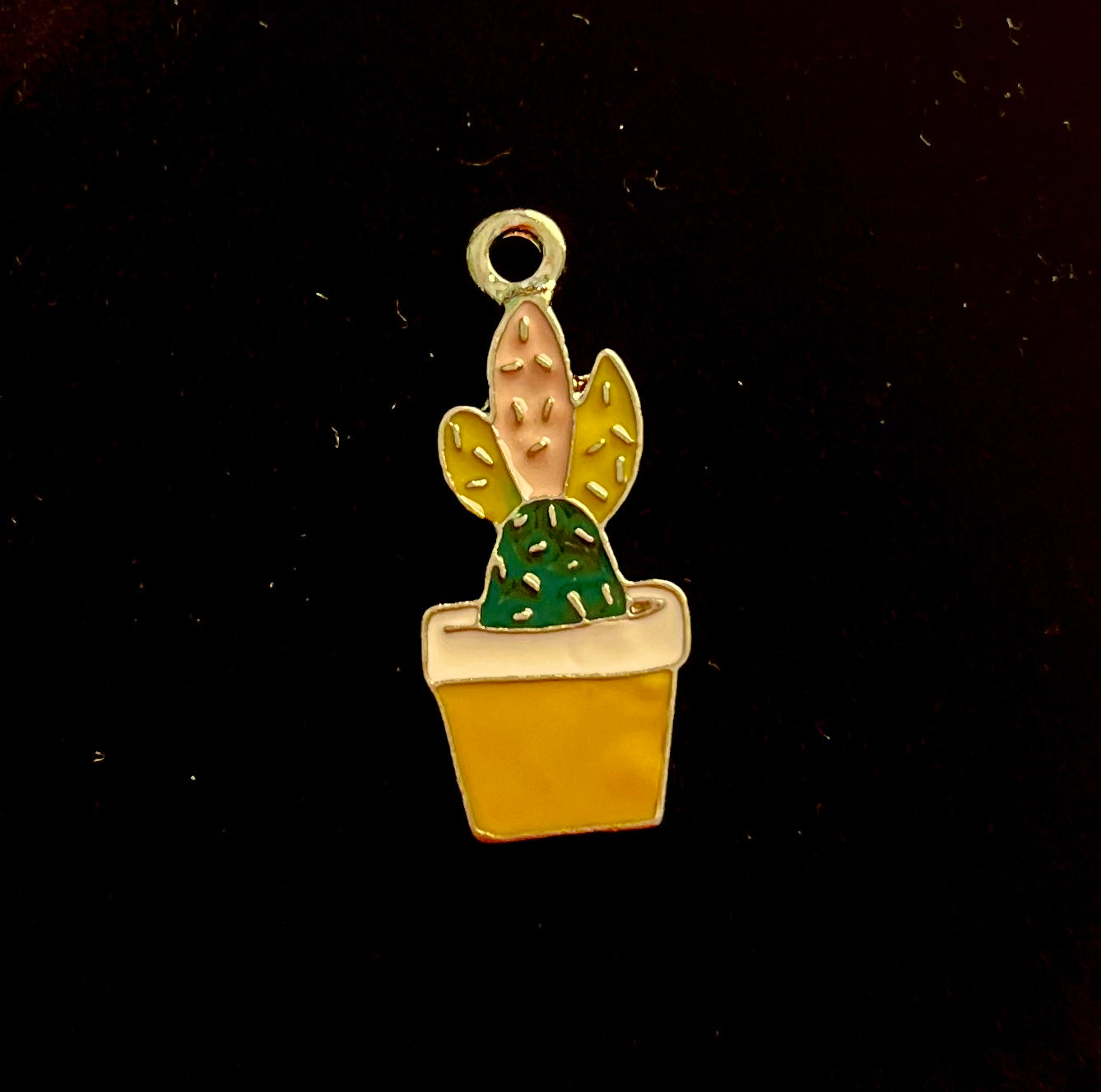 Gold Plated Enamel Cactus Charm