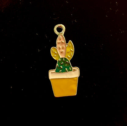 Gold Plated Enamel Cactus Charm
