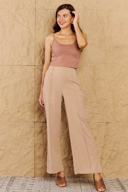 Pretty Pleased High Waist Pintuck Pants in Camel