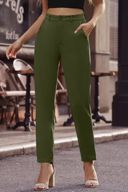 Women's Ankle-Length Straight Leg Pants  in Olive Green