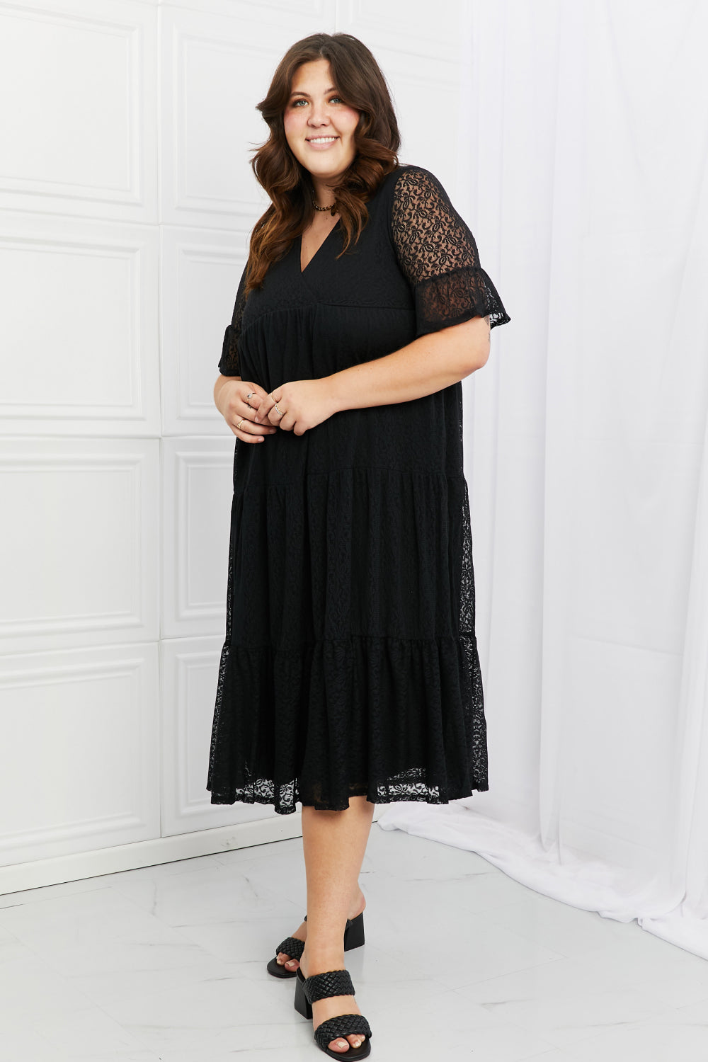 plus size black lace dress