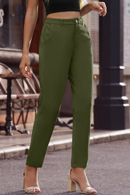 Women's Ankle-Length Straight Leg Pants  in Olive Green